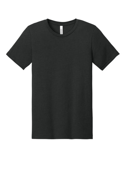 Front View of Black Ht BELLA+CANVAS Unisex Heather CVC Short Sleeve Tee. BC3001CVC plain