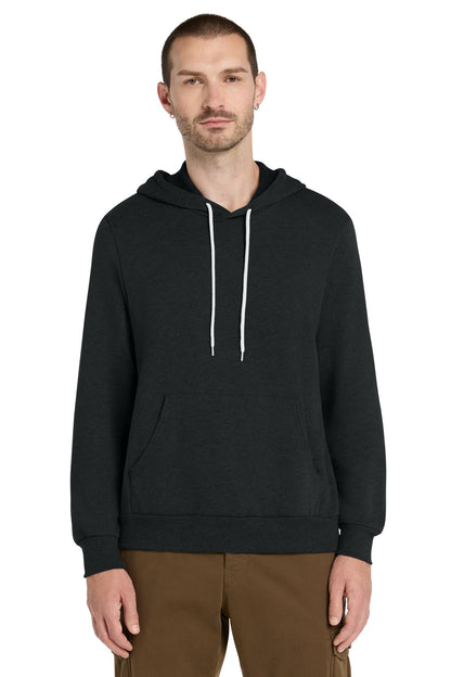 Front View of Black Ht BELLA+CANVAS Unisex Sponge Fleece Pullover Hoodie. BC3719 plain