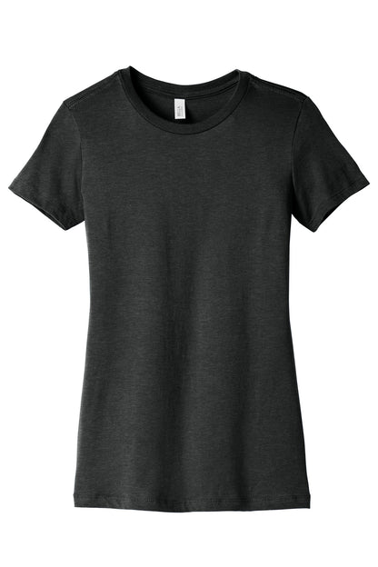 Front View of Black Ht BELLA+CANVAS Women's Slim Fit Tee. BC6004 plain