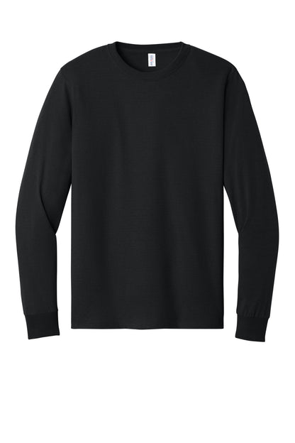 Front View of Black Jerzees - Dri-Power 50/50 Cotton/Poly Long Sleeve T-Shirt. 29LS plain