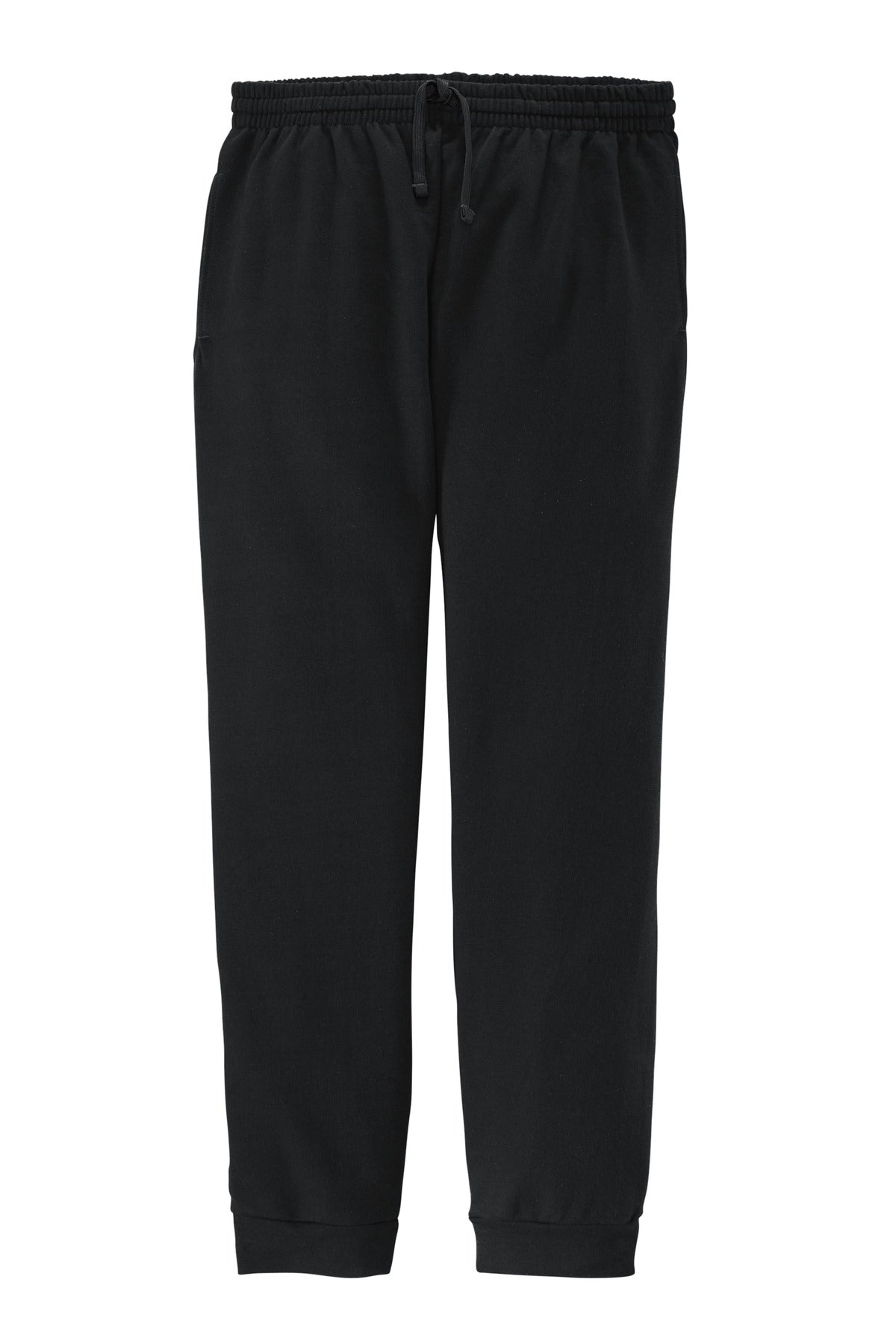 Front View of Black Jerzees NuBlend Fleece Jogger 975MP plain