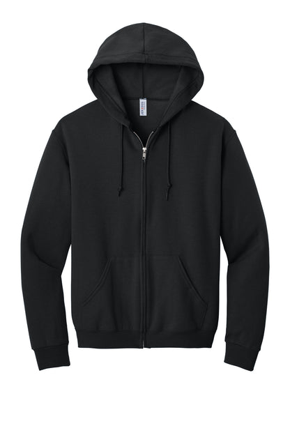 Front View of Black Jerzees - NuBlend Full-Zip Hooded Sweatshirt. 993M plain