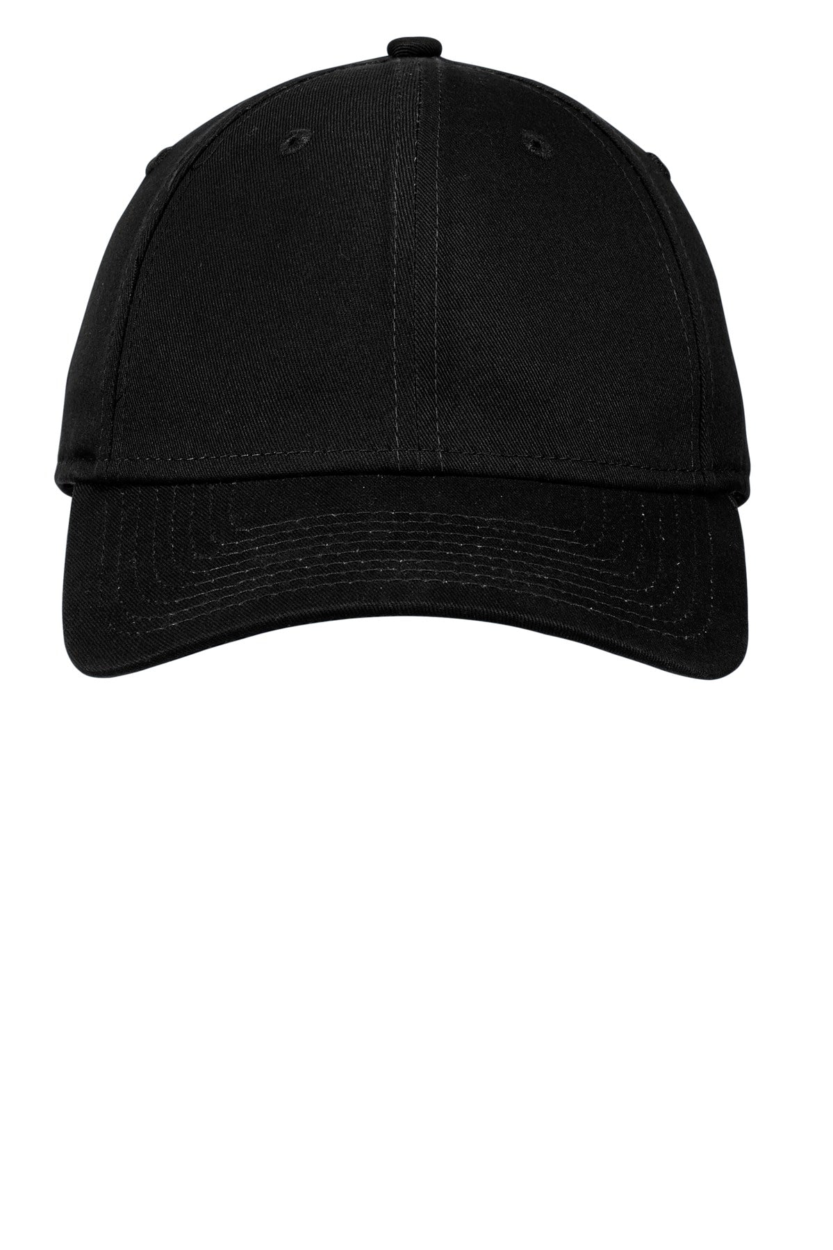 Front View of Black New Era - Adjustable Structured Cap. NE200 plain