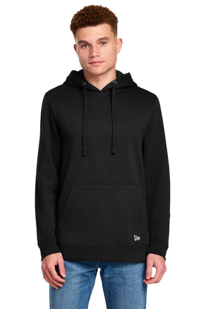 Front View of Black New Era Comeback Fleece Pullover Hoodie NEA550 plain