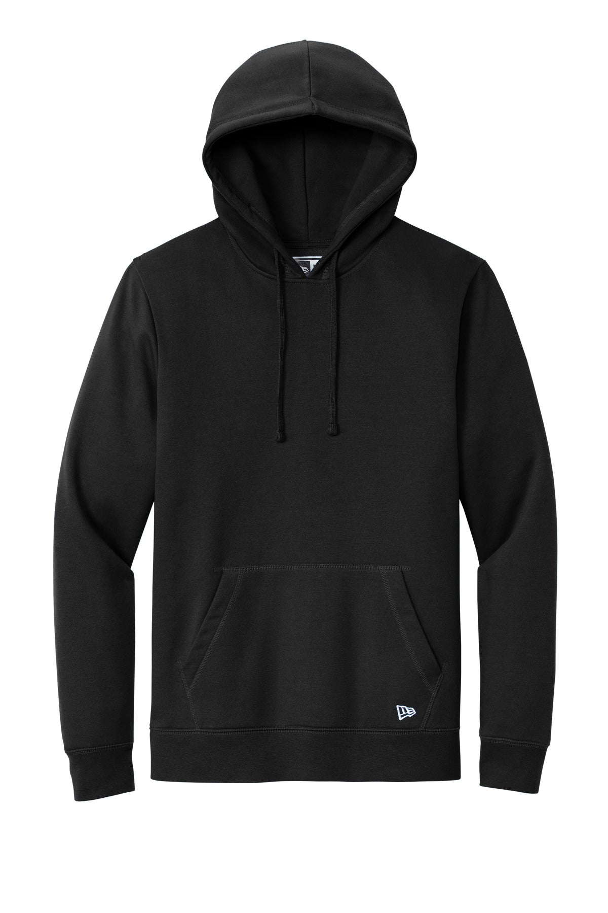Front View of Black New Era Comeback Fleece Pullover Hoodie NEA550 plain