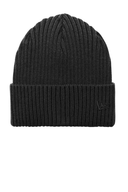 Front View of Black New Era Core Classic Cuff Beanie NE908 plain