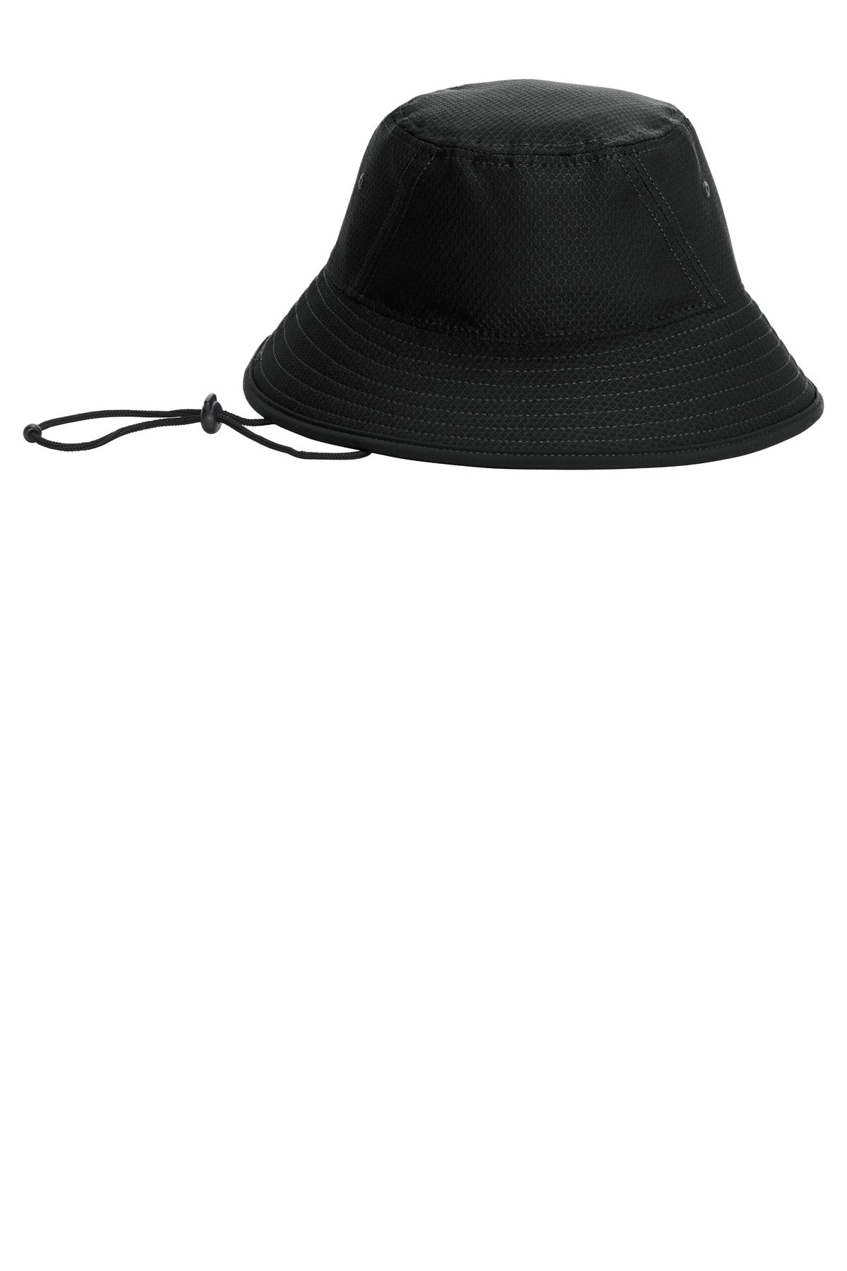 Front View of Black New Era Hex Era Bucket Hat NE800 plain