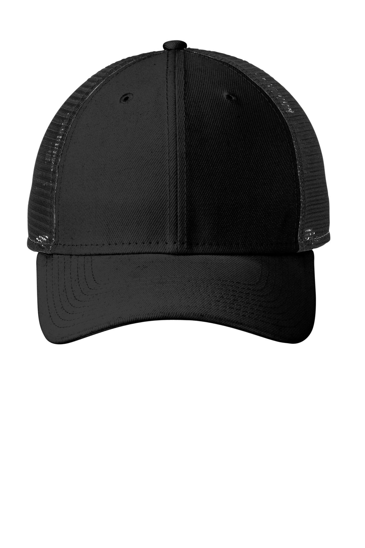 Front View of Black New Era Recycled Snapback Cap NE208 plain
