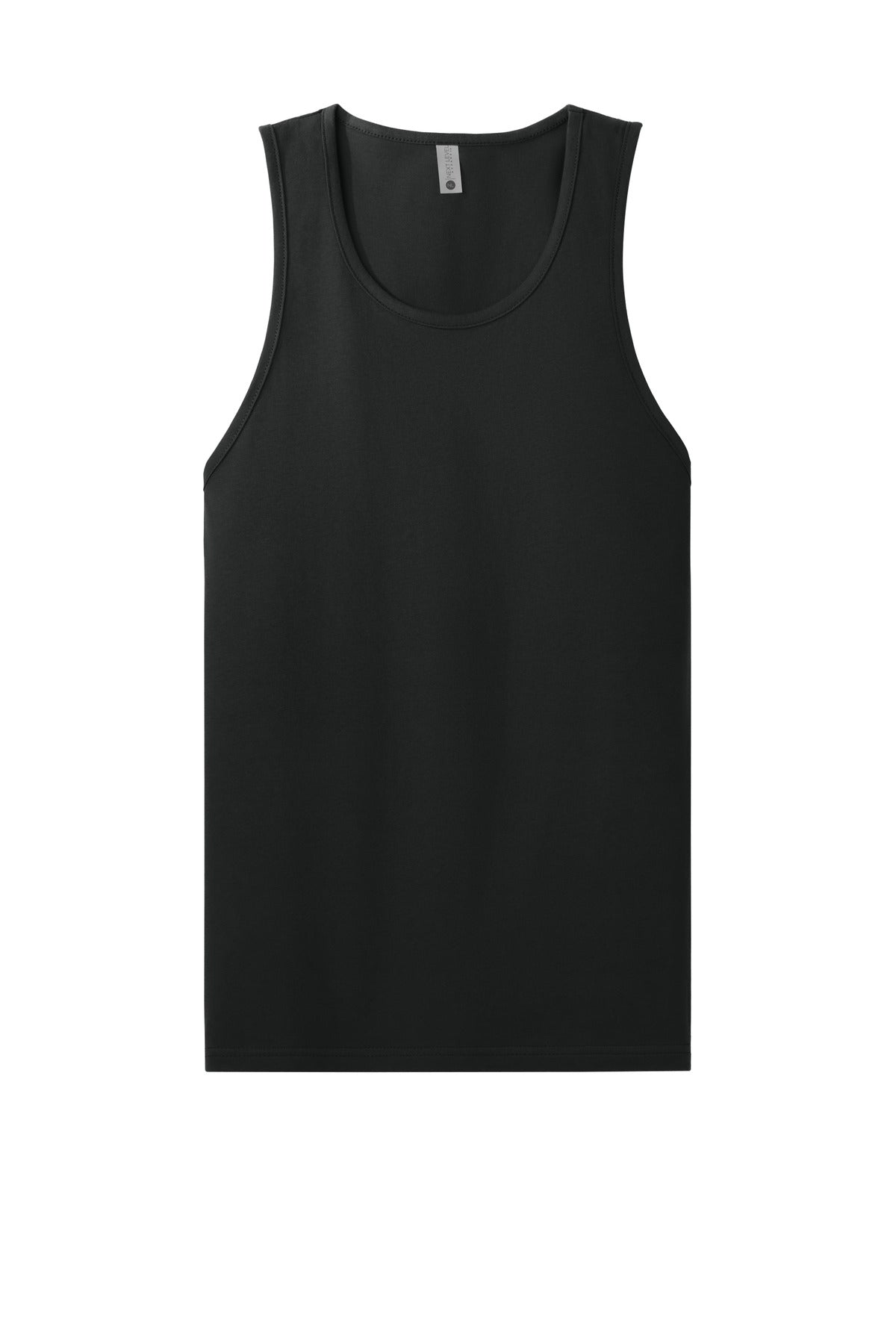 Front View of Black Next Level Apparel Cotton Muscle Tank NL3633 plain