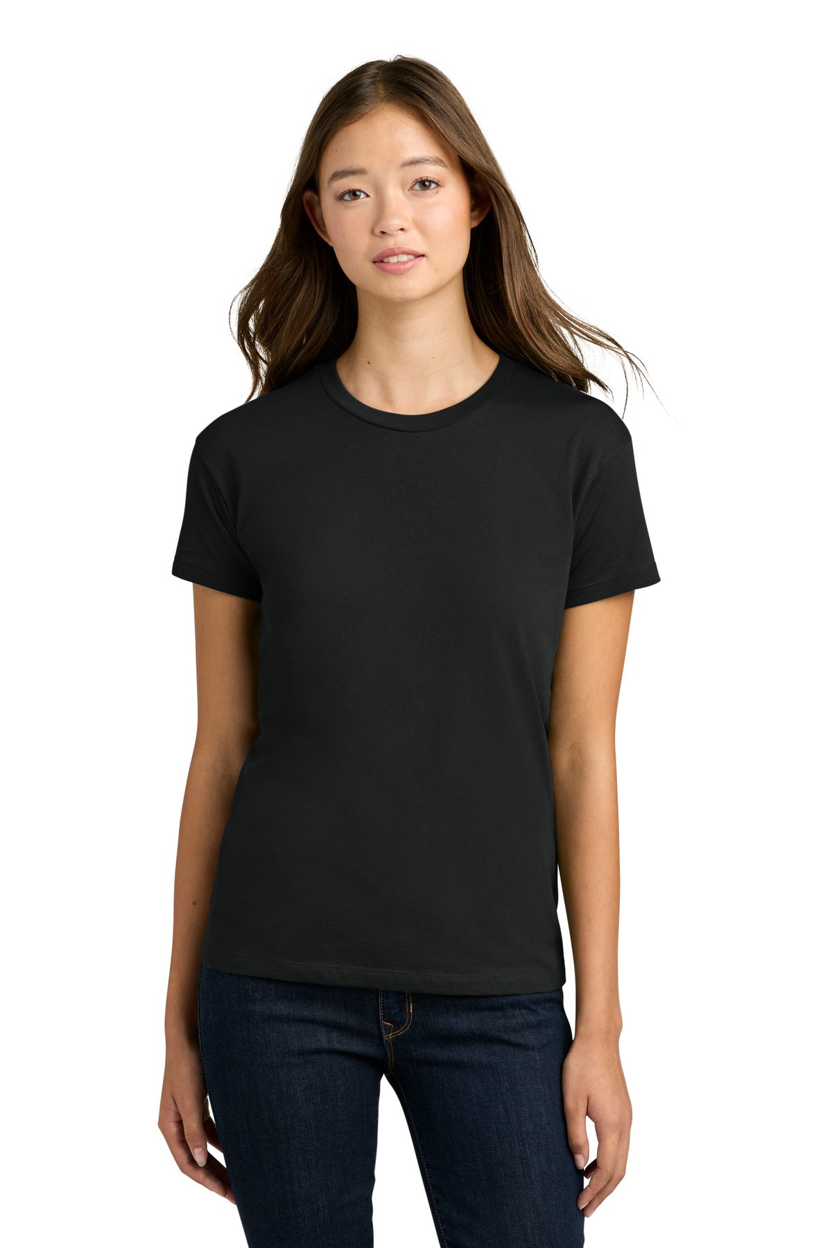 Front View of Black Next Level Apparel Women's Cotton Relaxed Tee NL3910 plain