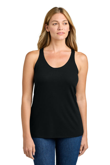 Front View of Black Next Level Apparel Women's Tri-Blend Racerback Tank. NL6733 plain
