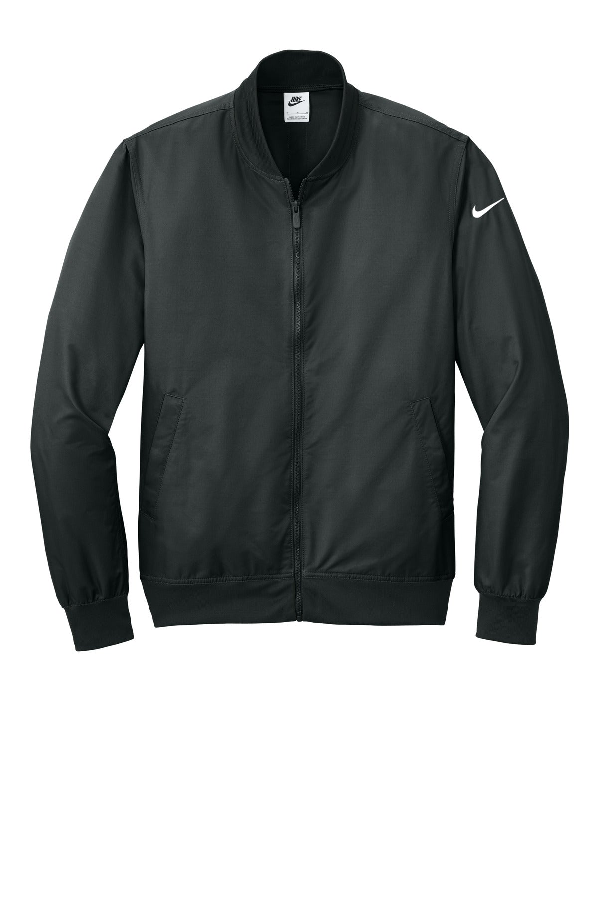 Front View of Black Nike Bomber Jacket NKFQ4759 plain