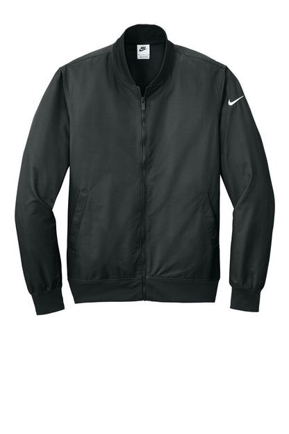 Front View of Black Nike Bomber Jacket NKFQ4759 plain