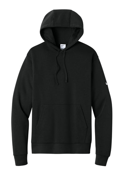 Front View of Black Nike Club Fleece Sleeve Swoosh Pullover Hoodie NKDR1499 plain