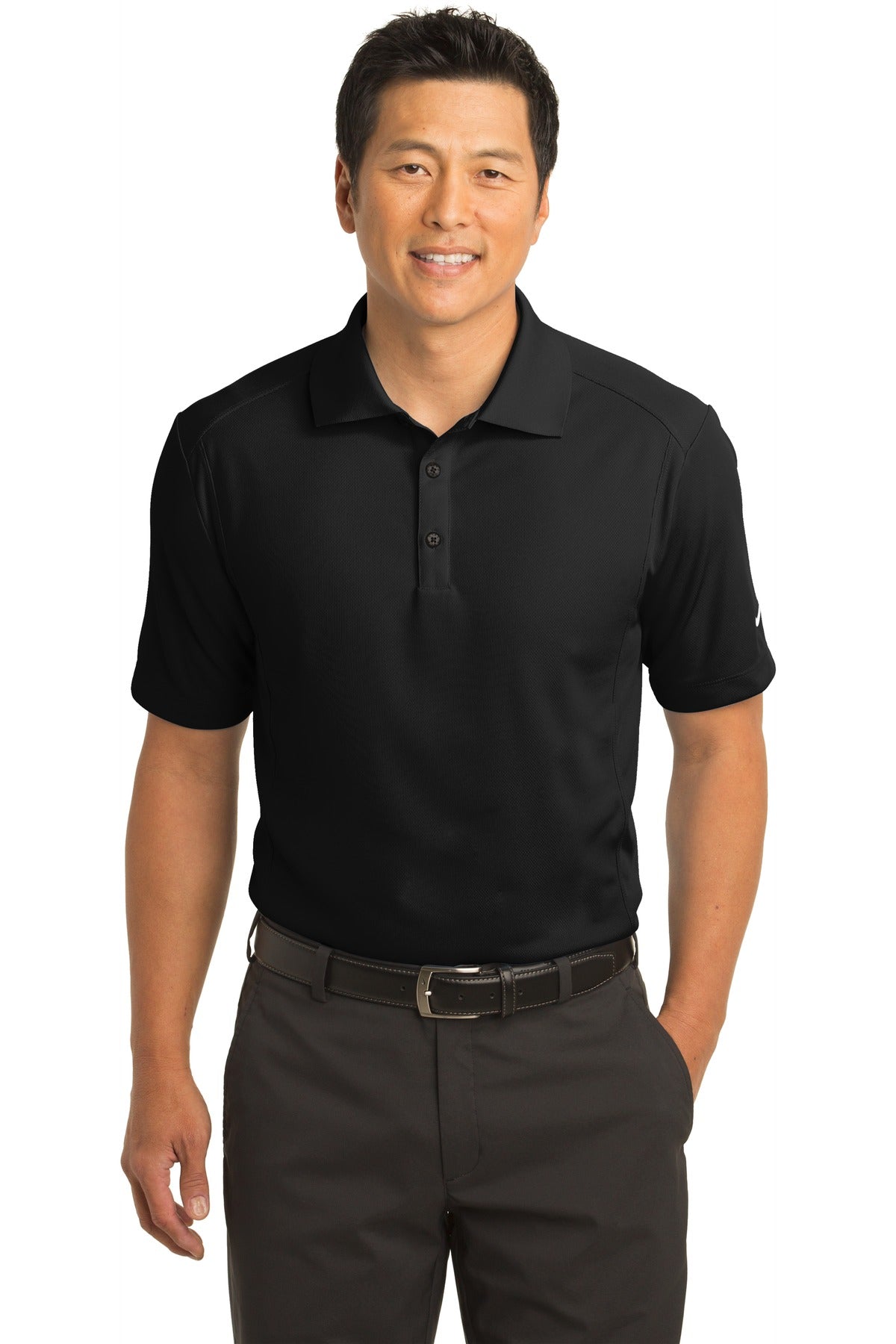 Front View of Black Nike Dri-FIT Classic Polo. 267020 plain