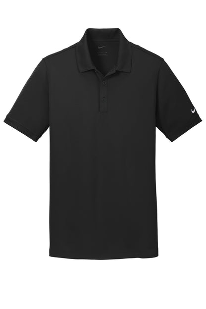 Front View of Black Nike Dri-FIT Solid Icon Pique Modern Fit Polo. 746099 plain
