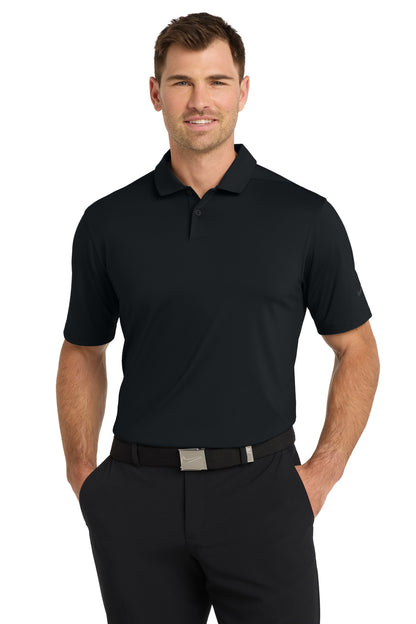 Front View of Black Nike Dri-FIT Vapor Polo NKDC2108 plain