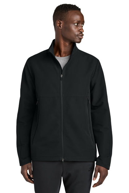Front View of Black Nike Full-Zip Soft Shell Jacket NKHM7926 plain