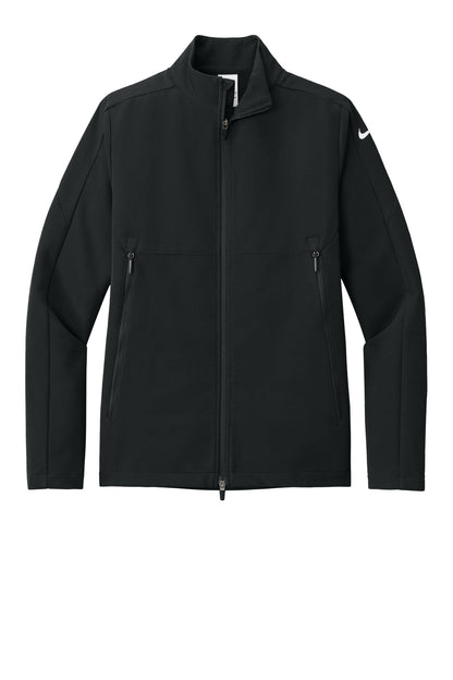 Front View of Black Nike Full-Zip Soft Shell Jacket NKHM7926 plain