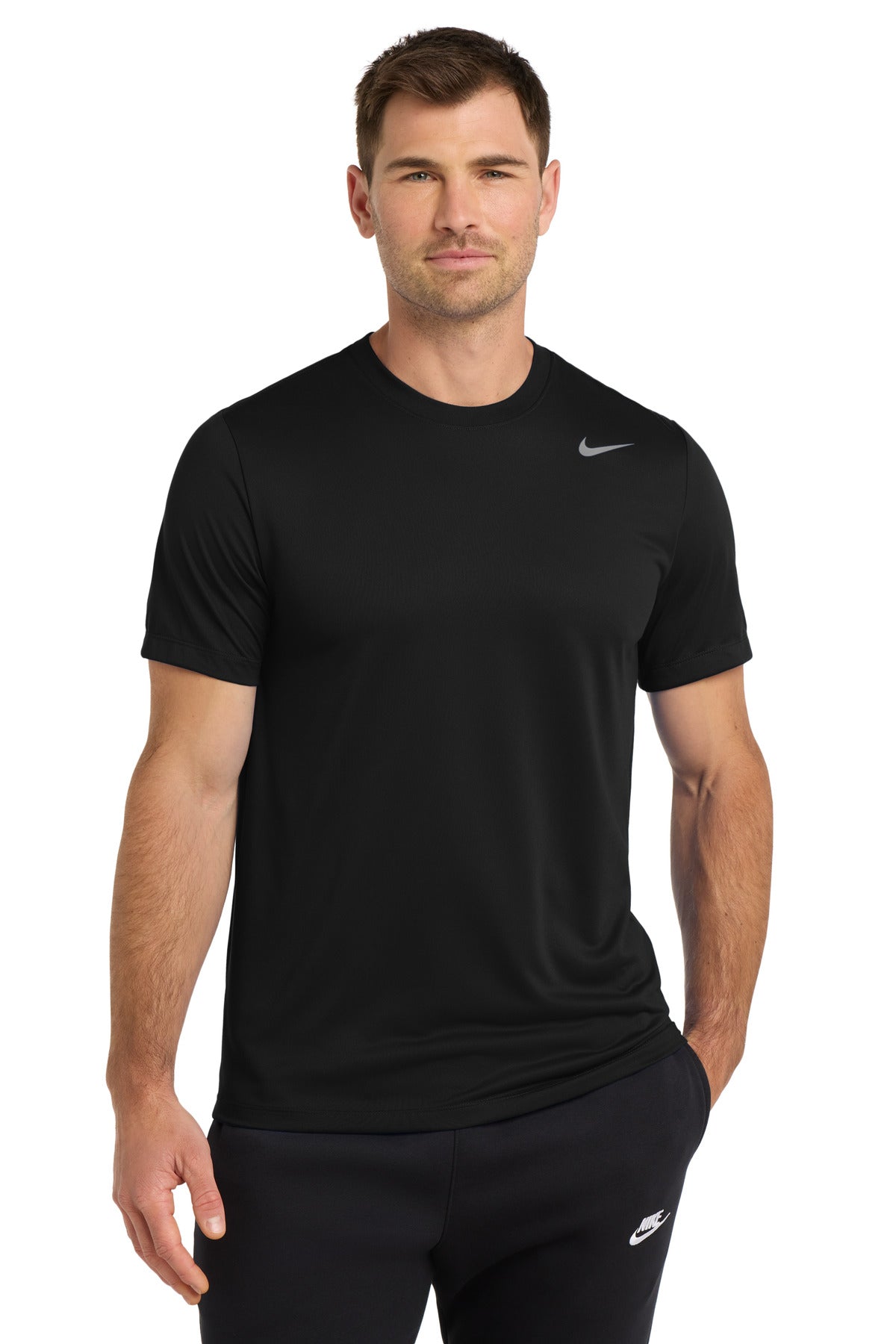 Front View of Black Nike Team rLegend Tee DV7299 plain