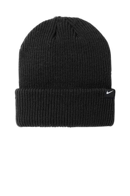 Front View of Black Nike Terra Beanie NKFN6310 plain
