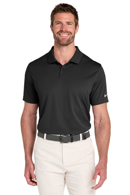 Front View of Black Nike Victory Solid Polo NKDX6684 plain