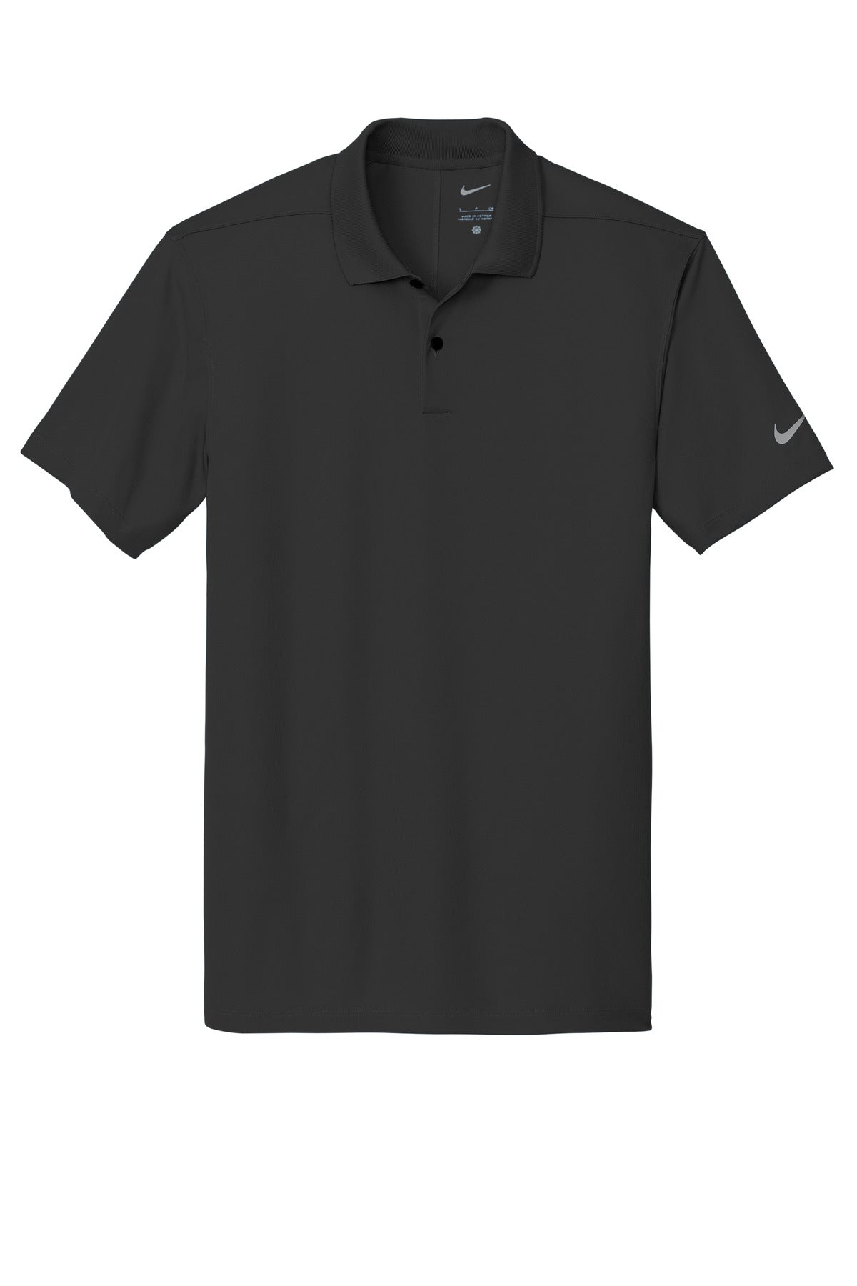 Front View of Black Nike Victory Solid Polo NKDX6684 plain