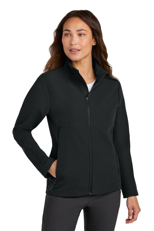 Front View of Black Nike Women's Full-Zip Soft Shell Jacket NKHM7937 plain