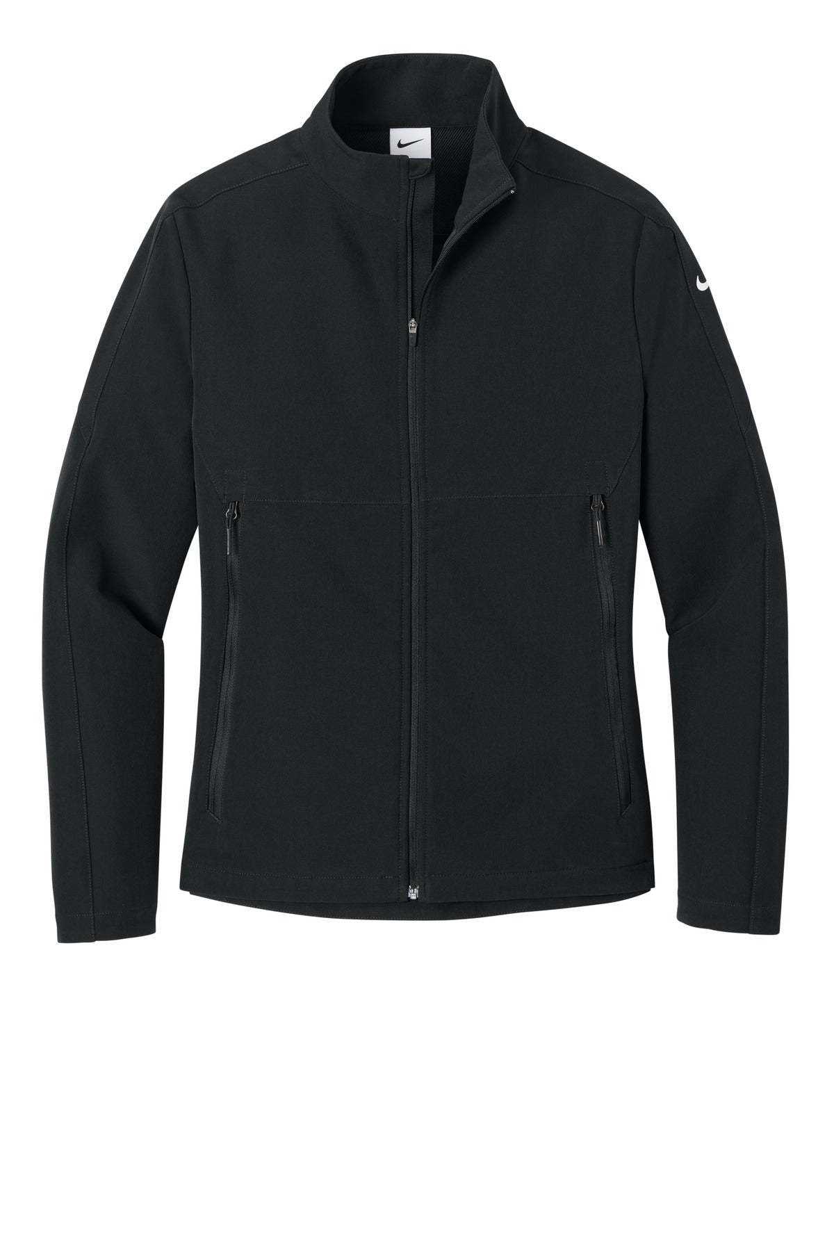 Front View of Black Nike Women's Full-Zip Soft Shell Jacket NKHM7937 plain
