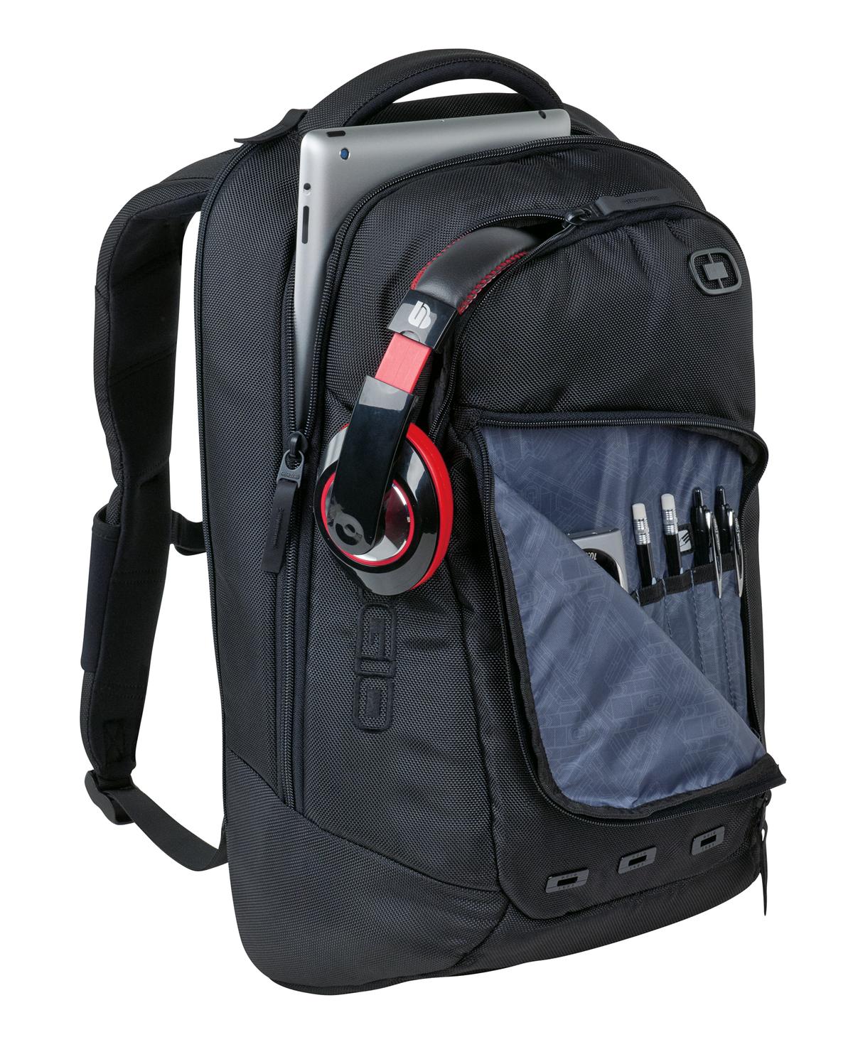 Front View of Black OGIO Ace Pack. 411061 plain