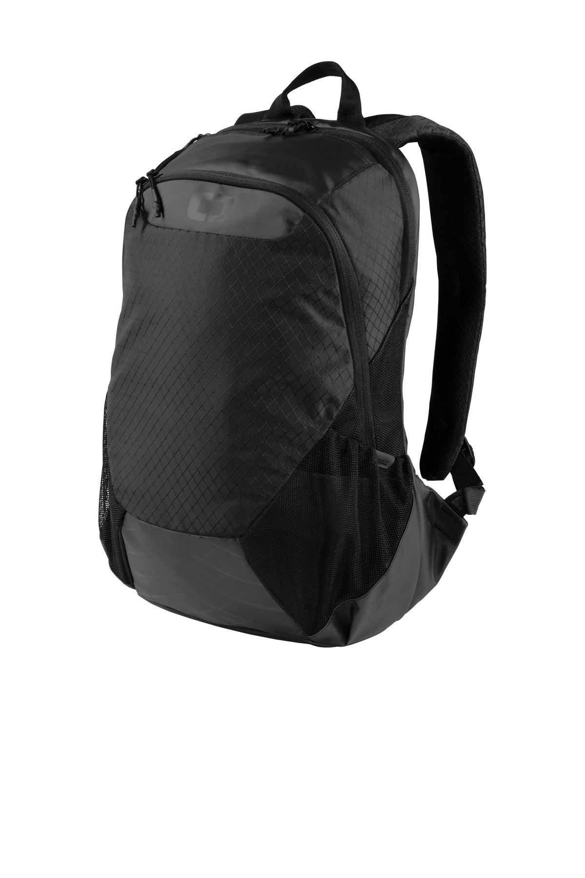 Front View of Black OGIO Basis Pack. 91003 plain