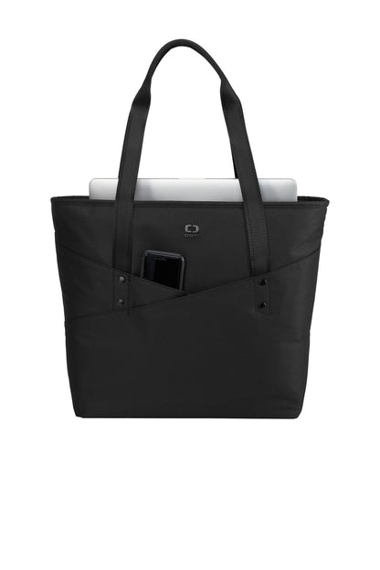 Front View of Black OGIO Downtown Tote. 94000 plain