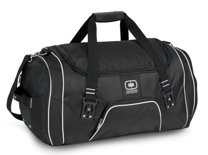Front View of Black OGIO - Rage Duffel. 108089 plain