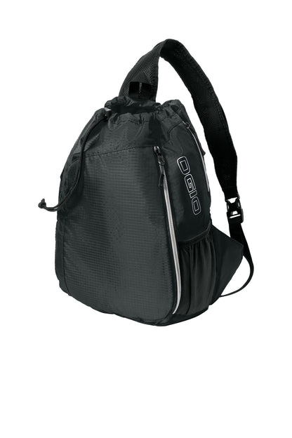 Front View of Black OGIO Sonic Sling Pack. 412046 plain