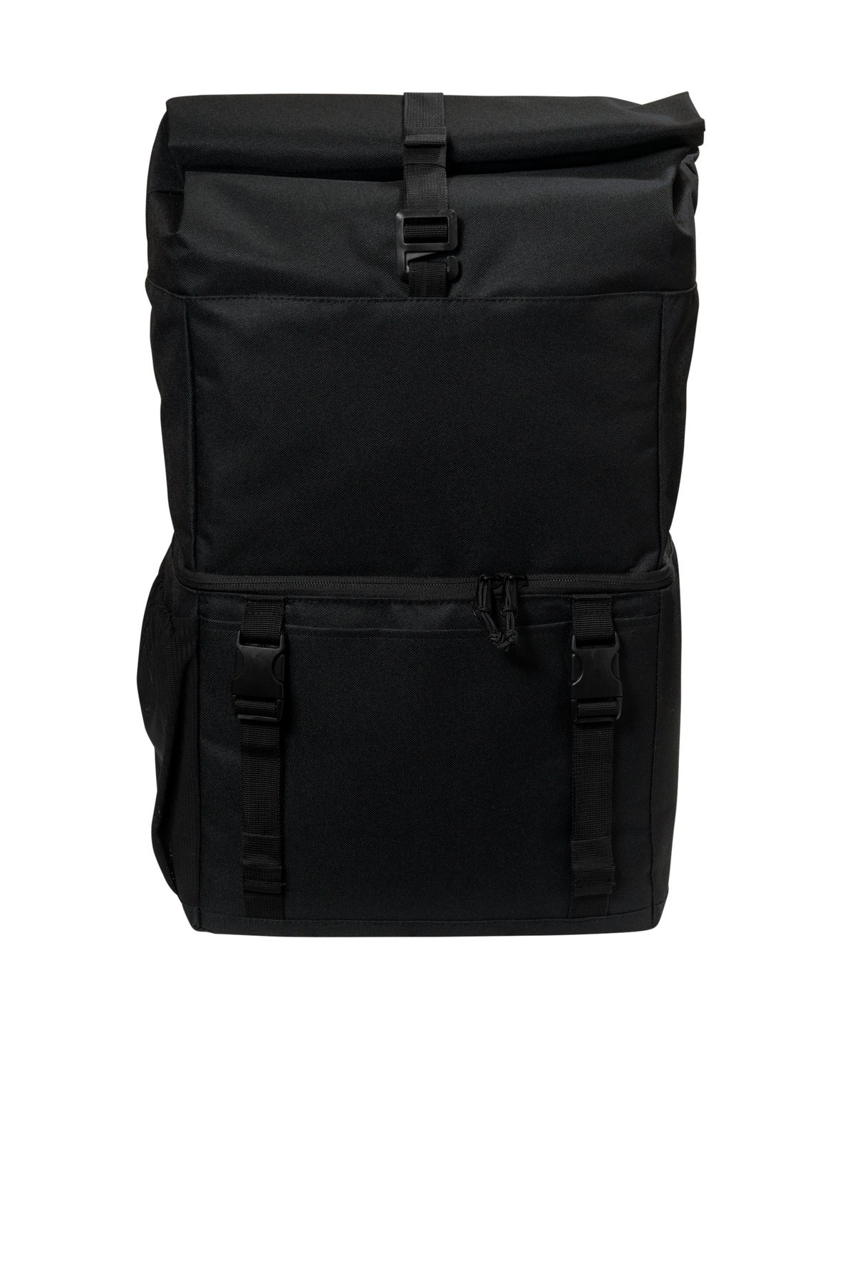 Front View of Black Port Authority 18-Can Backpack Cooler BG501 plain