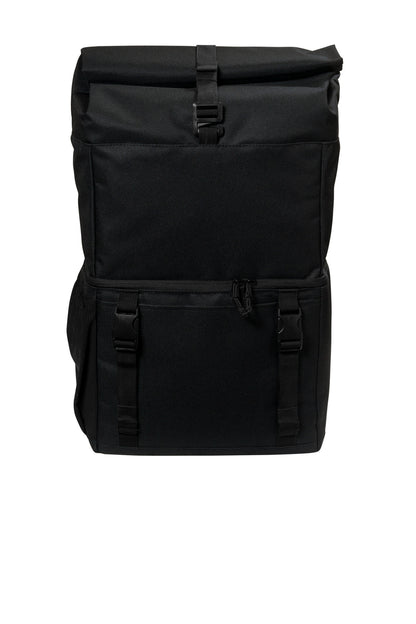 Front View of Black Port Authority 18-Can Backpack Cooler BG501 plain