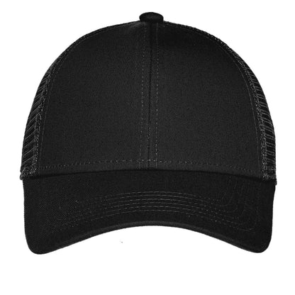 Front View of Black Port Authority Adjustable Mesh Back Cap. C911 plain