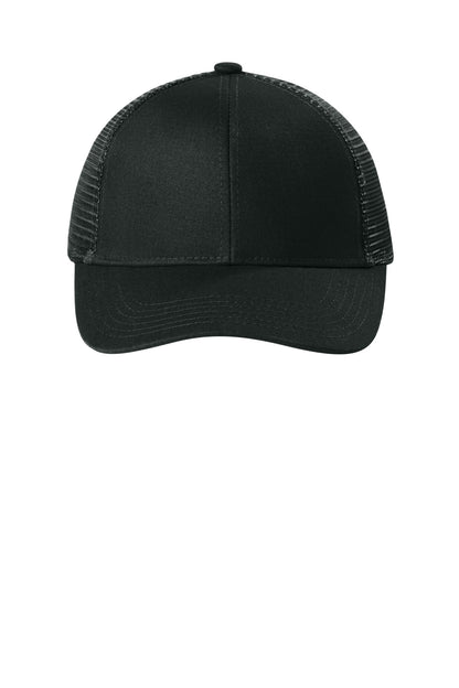 Front View of Black Port Authority Adjustable Mesh Back Cap. C911