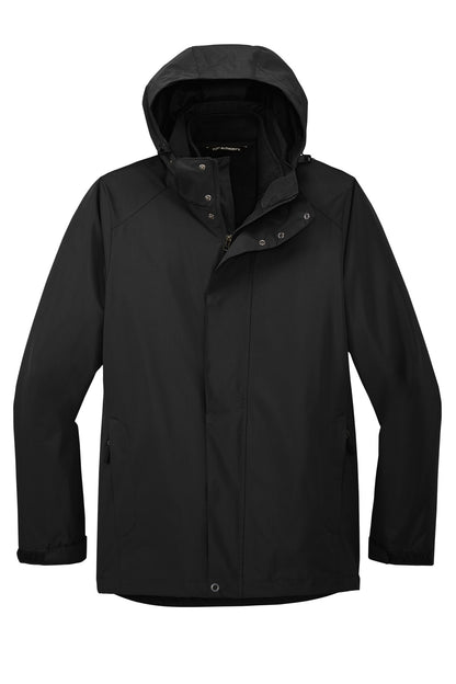 Front View of Black Port Authority All-Weather 3-in-1 Jacket J123 plain