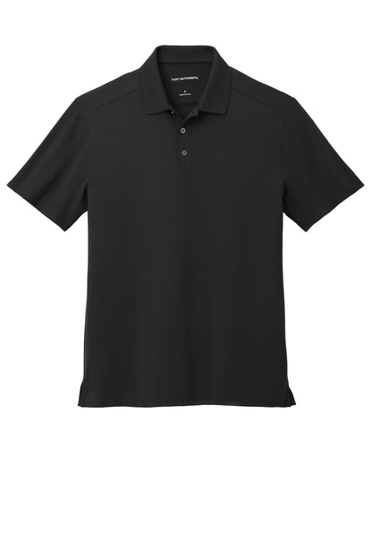 Front View of Black Port Authority City Stretch Flat Knit Polo K683 plain