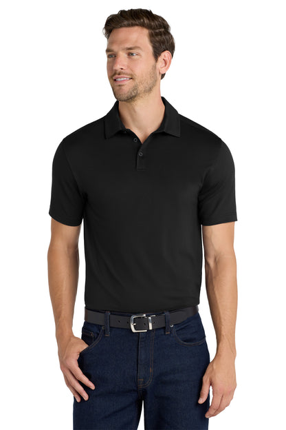 Front View of Black Port Authority City Stretch Polo K682 plain