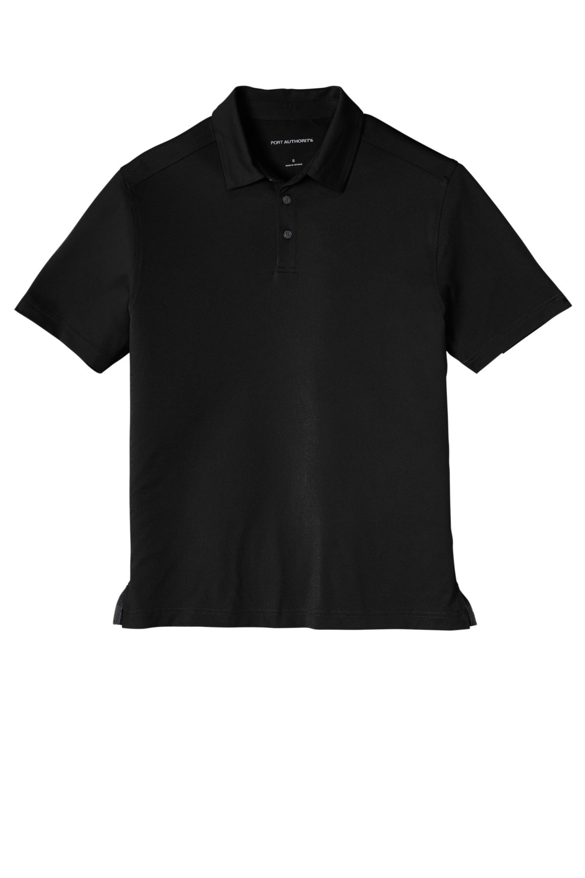 Front View of Black Port Authority City Stretch Polo K682 plain