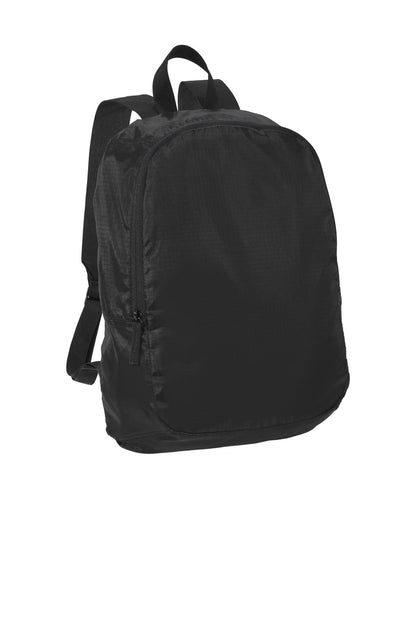 Front View of Black Port Authority Crush Ripstop Backpack BG213 plain