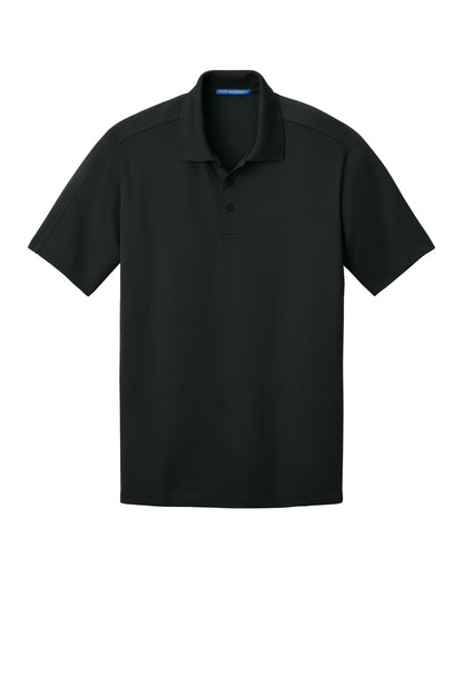Front View of Black Port Authority Diamond Jacquard Polo. K569 plain