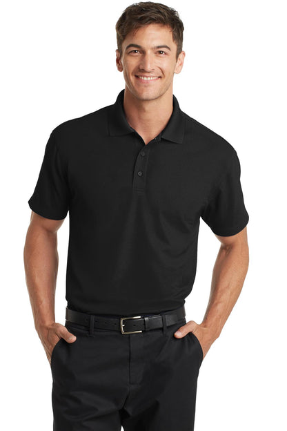 Front View of Black Port Authority Dry Zone Grid Polo. K572 plain