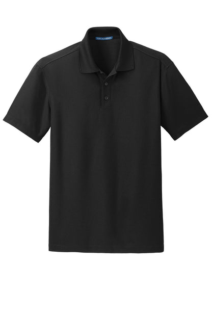 Front View of Black Port Authority Dry Zone Grid Polo. K572 plain