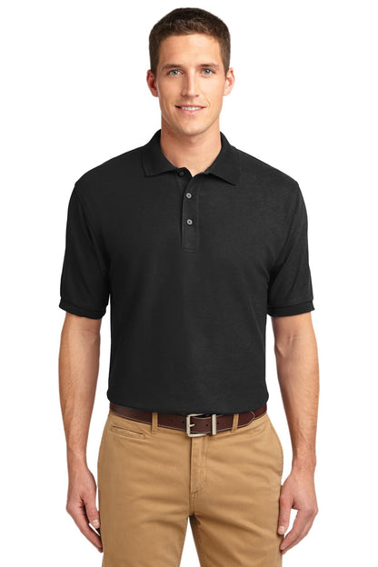 Front View of Black Port Authority Extended Size Silk Touch Polo K500ES plain