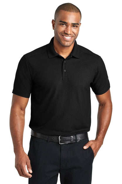 Front View of Black Port Authority EZPerformance Pique Polo. K600 plain