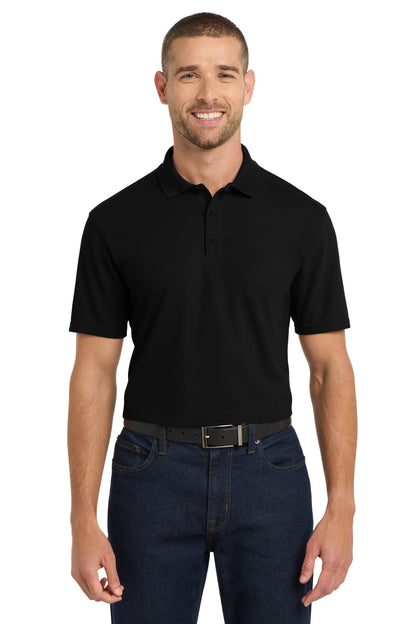 Front View of Black Port Authority EZPerformance Pique Polo. K600 plain