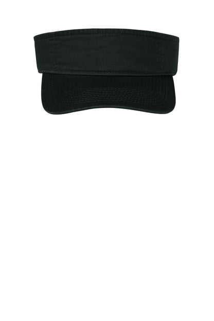 Front View of Black Port Authority Fashion Visor. CP45 plain